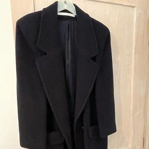 Perry Ellis 100% wool, long women's coat, navy blue